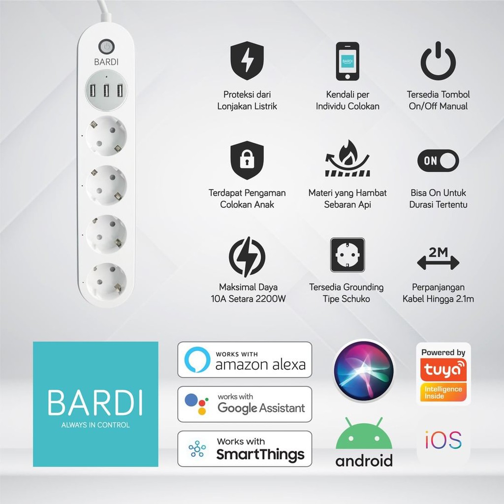 BARDI Smart Extension Power Strips Stop Kontak [Wifi] Colokan Listrik