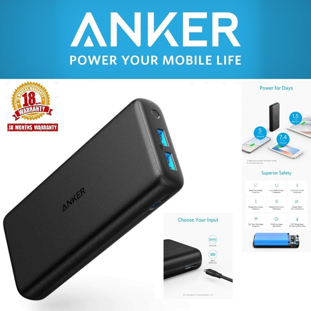 PowerBank Anker PowerCore Lite 20000 Mah Black A1269