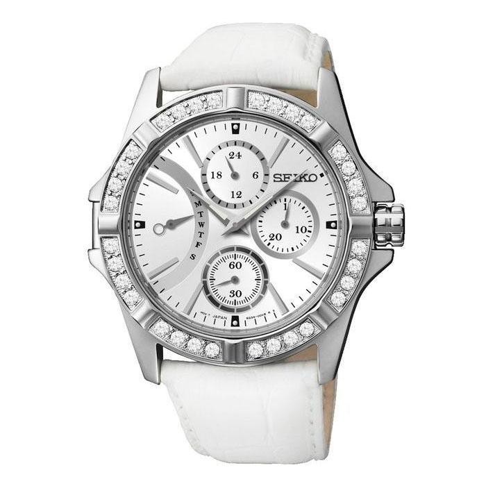 Seiko Ladies SRLZ89P1 Quartz White Calfskin - Jam Tangan Wanita SRLZ89