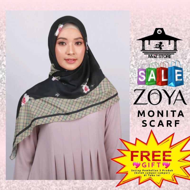 Zoya Monita Scarf Kerudung Hijab Jilbab Segiempat Segi Empat Motif Murah Zoya