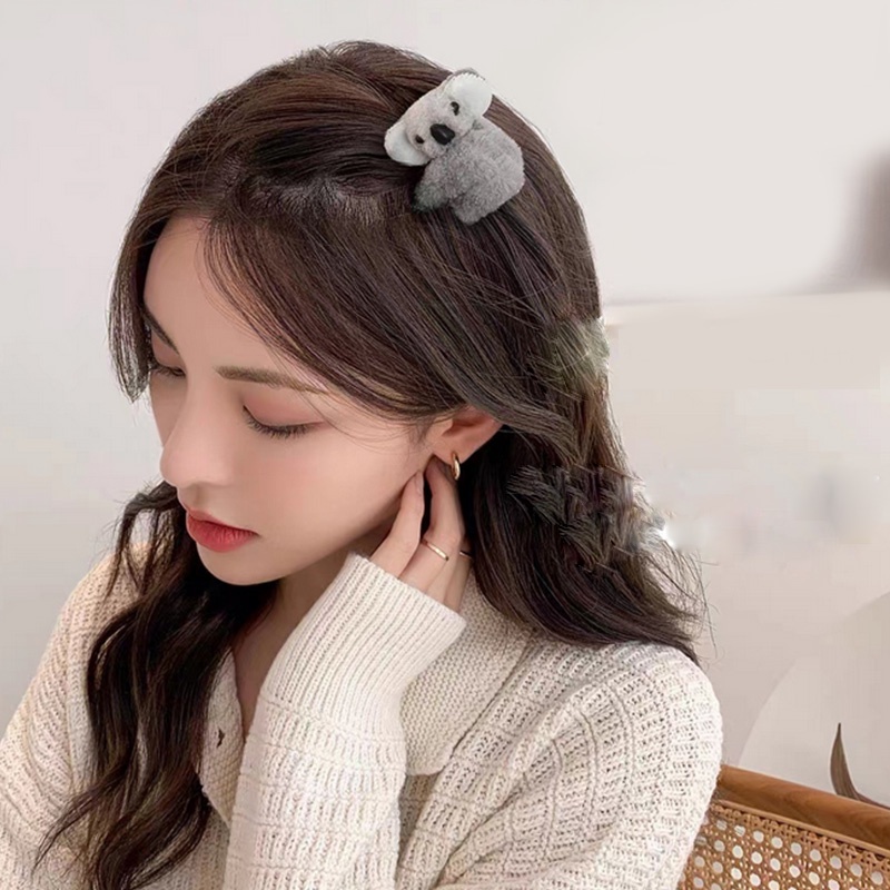 Jepit Rambut Korea Perempuan Model Koala Lucu Aksesoris Hiasan Rambut Bahan Kain Bulu kualitas import AK201