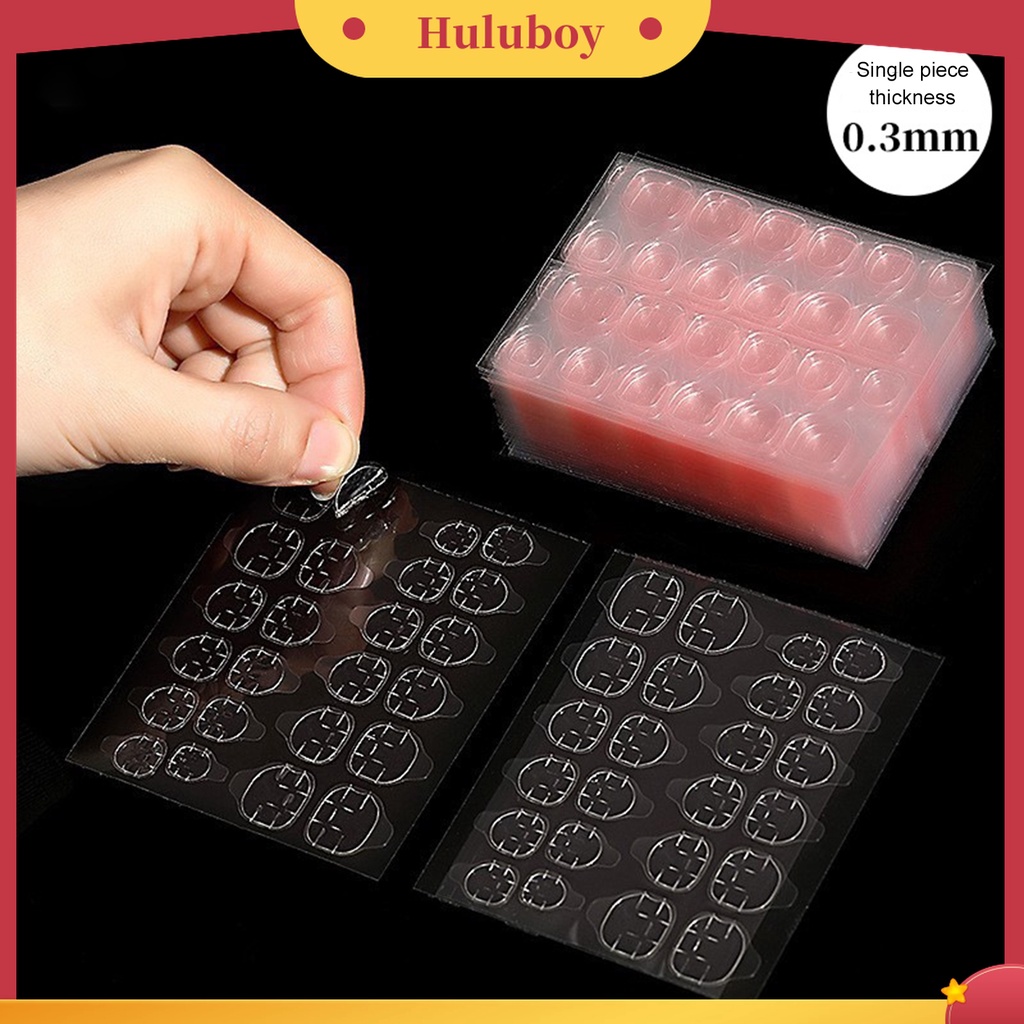 Huluboy Huluboy♡ 240pcs / Set Stiker Lem Gel Jelly Dua Sisi Ultra Tipis Untuk Kuku Palsu Wanita