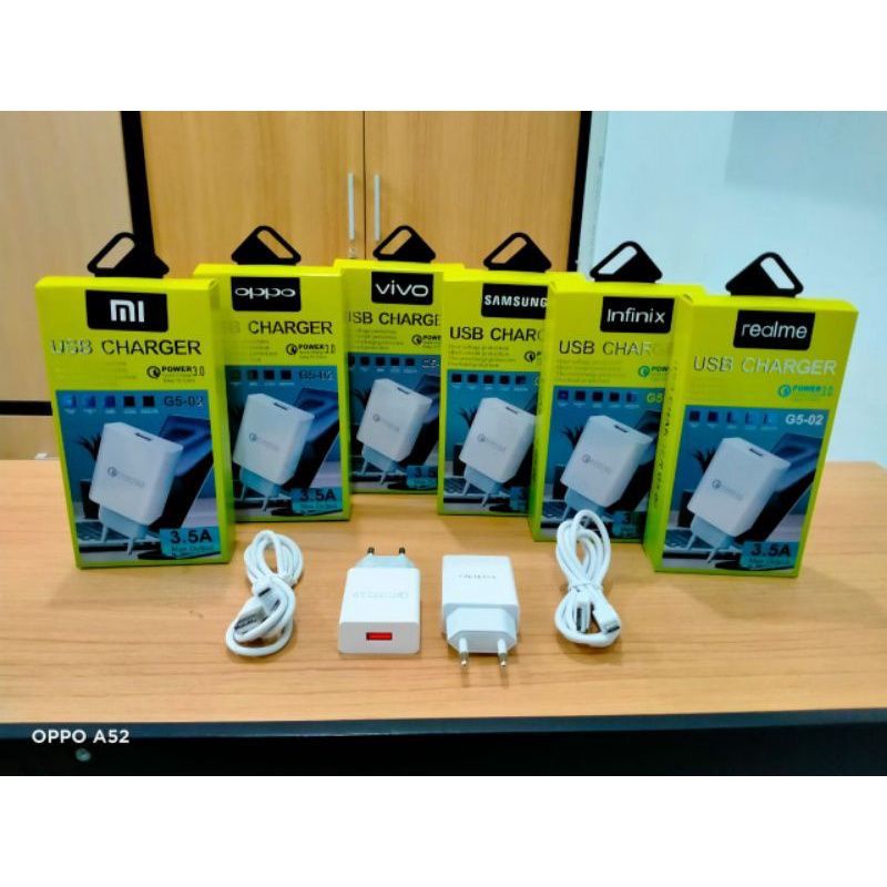 [SO] Tc Travel Charger Brand G5-02 3.0a Power Micro Usb &amp; Type C Packing Import