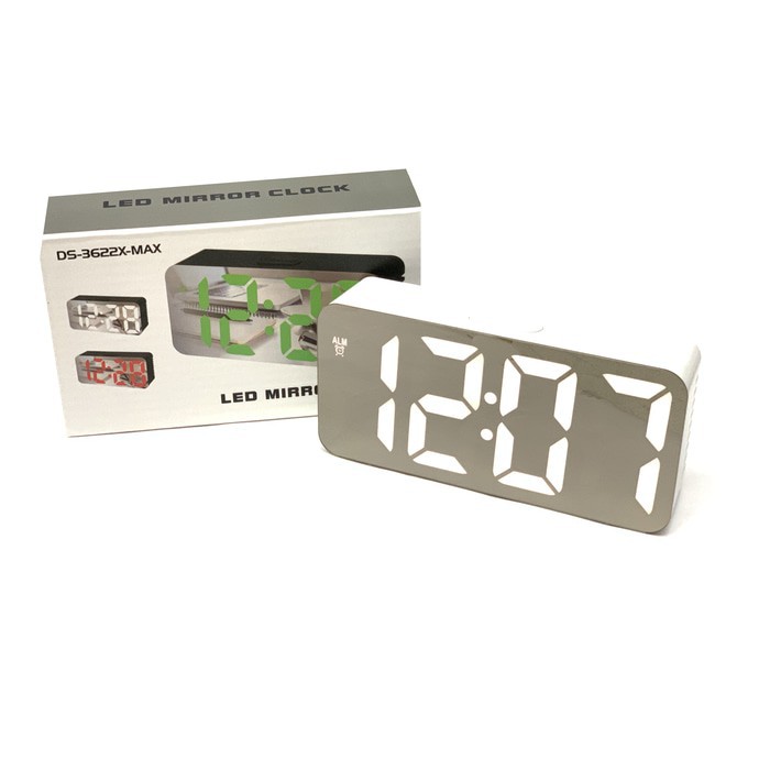 Jam Meja Digital Alarm Clock Mirror DS-3622 Led Putih