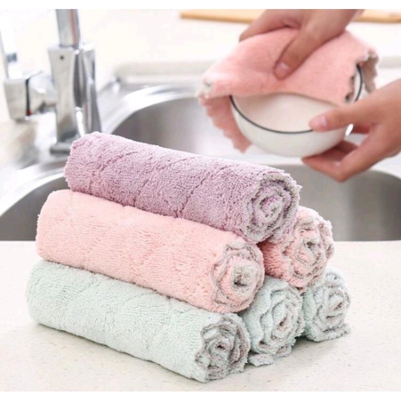 KAIN LAP PIRING ANTI MINYAK CORAL FLEECE / KAIN LAP MICROFIBER PERALATAN DAPUR-3