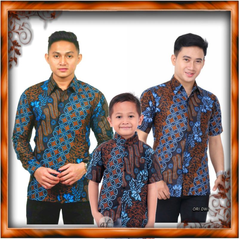 BISA COD, BAJU BATIK COUPLE AYAH ANAK SENO BIRU,SERAGAM BATIK COUPLE AYAH ANAK, BATIK KELUARGA