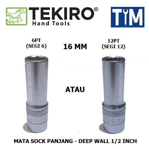 TEKIRO Mata Sock Deep Wall 16 MM 1/2 INCH / Mata Sok Panjang 1/2" 16 MM
