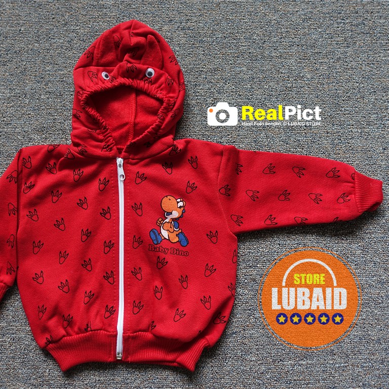 [AJK-RF07] LUBAID STORE, Jaket Hoodie Fleece Bayi 3-18 Bulan, REDFOREST Sweater Baby Dino WT, Hangat-3