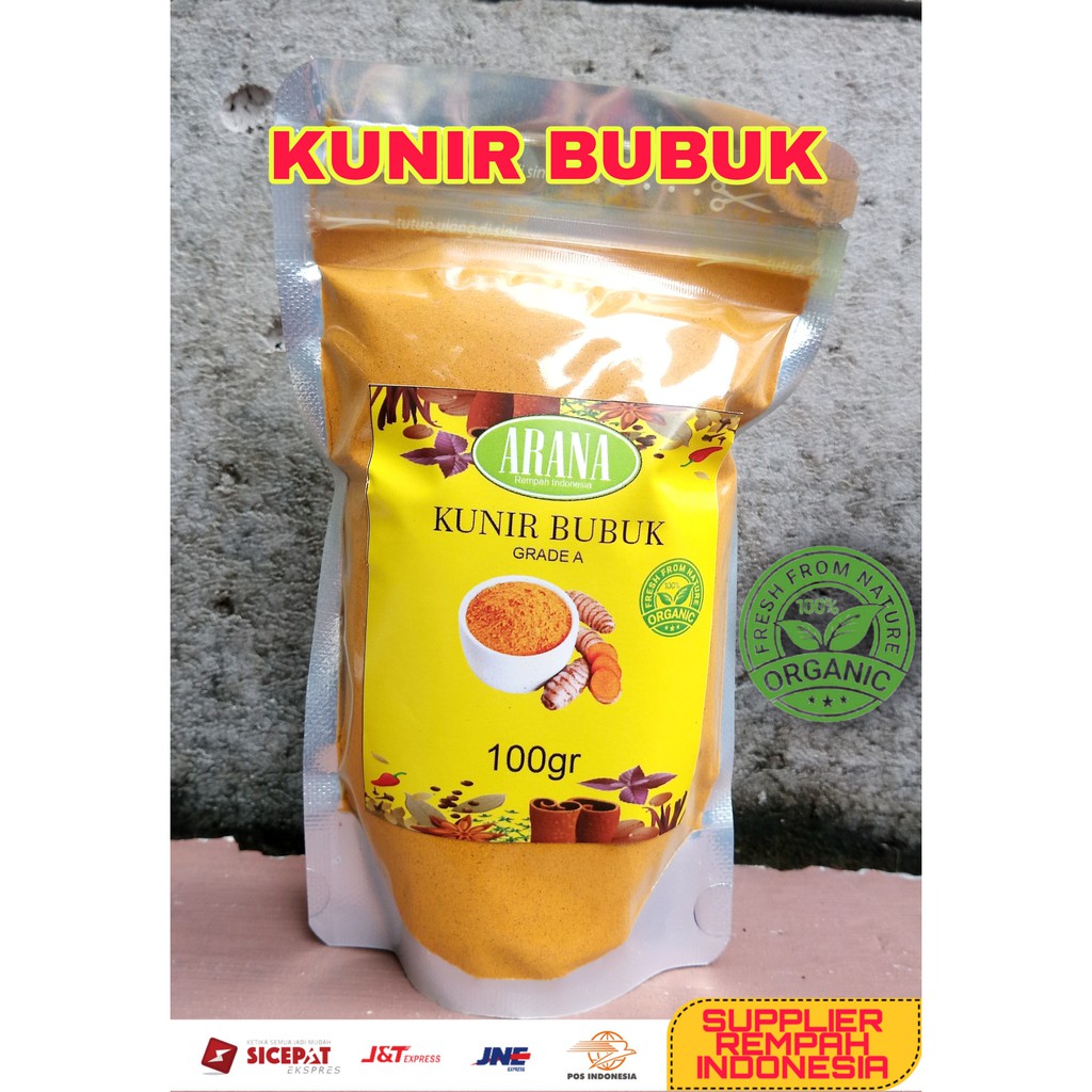 

Kunir Bubuk Kualitas Eksport 100gr Grade A | 100% murni Kemasan Klip ziplock