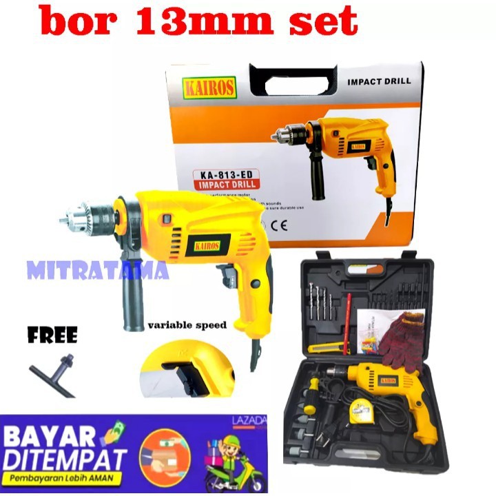 BOR KOPER 13MM SET FULL MATA BOR SIAP PAKAI BISA DRILL PUTARAN 2 ARAH KECEPATAN VARIABLE RYU/KAIROS