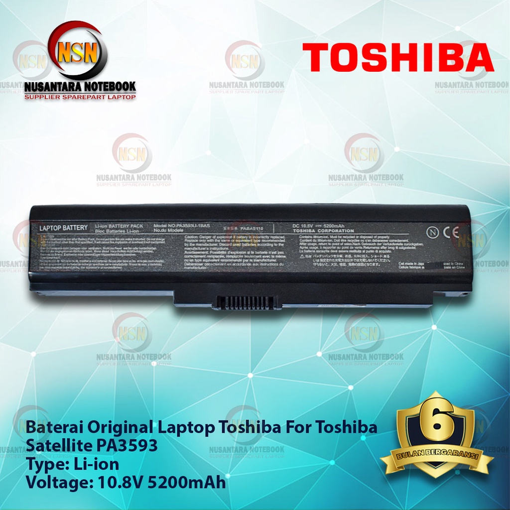 Baterai Laptop Toshiba Satellite PA3593 Original