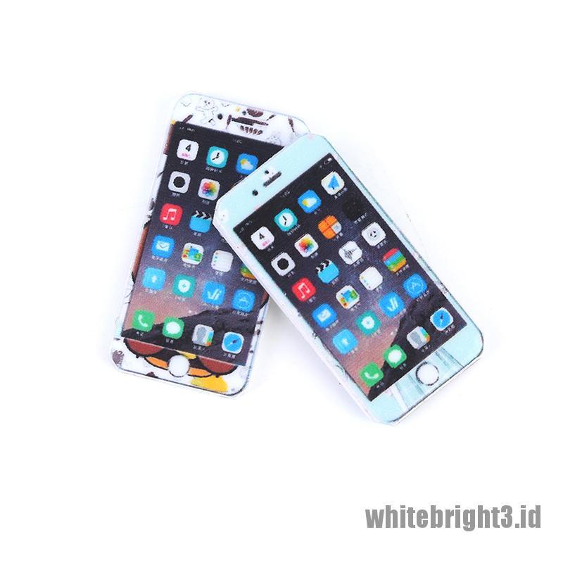 (white3) 1pc Miniatur Handphone Skala 1: 12 Untuk Rumah Boneka