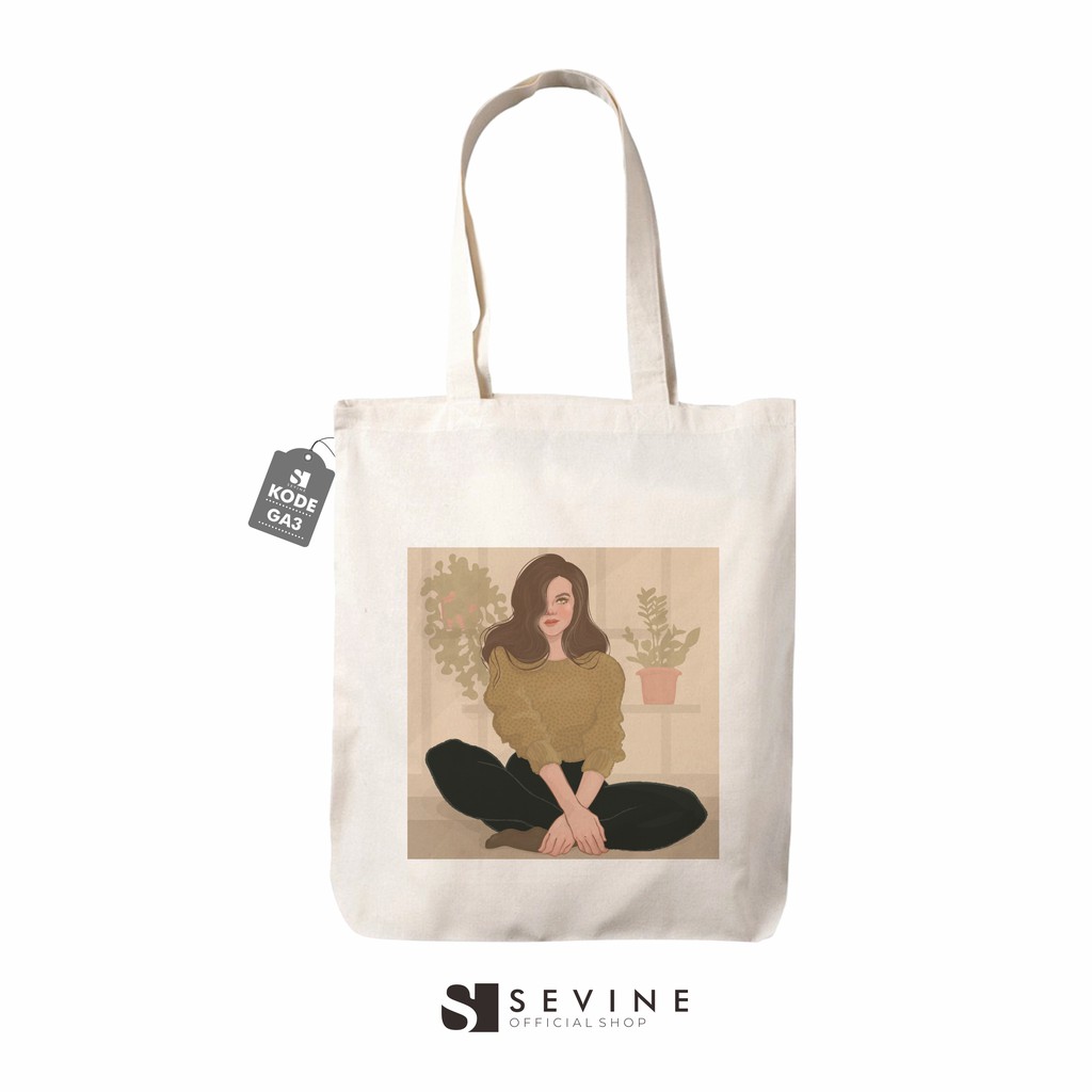 Sevine Totebag Tas Wanita Tote Bag Resleting Drill Aesthetics Vintage - GA