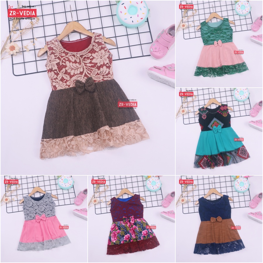 Dress Zulfa uk Bayi 6-18 Bulan / Dres Brokat Anak Perempuan Baju Brukat Balita Cewek Pakaian Import