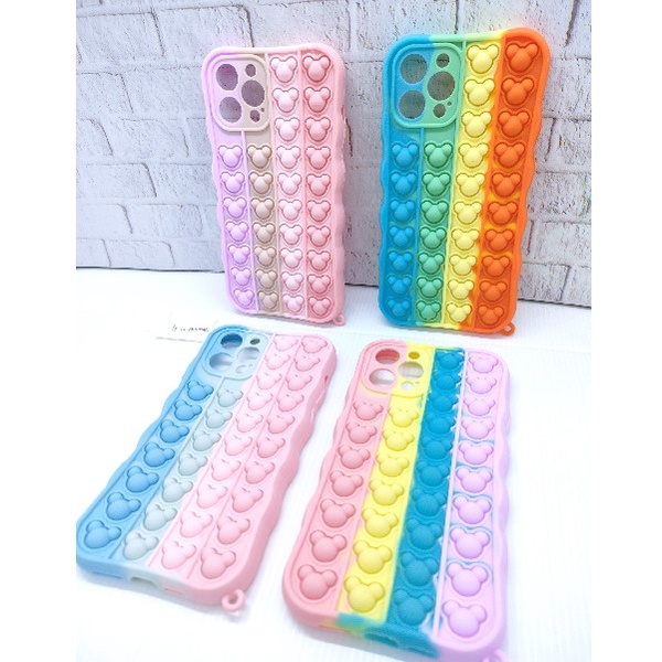 Silicone Case Pop It IPhone 12 Pro Max Case Penghilang Stress Rainbow