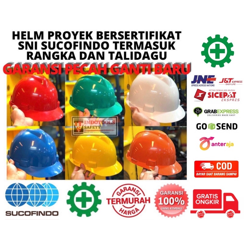 BISA COD HELM HELEM PROYEK V-GUARD SAFETY ( HIJAU,ABU-ABU,ORANGE,KUNING,BIRU,PUTIH,MERAH) LENGKAP DENGAN TALI DAGU