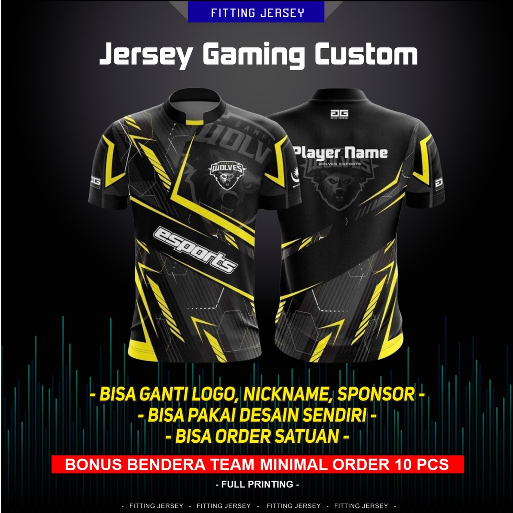 Jual JERSEY GAMING ESPORT CUSTOM NICKNAME LOGO FULL PRINT DRI FIT