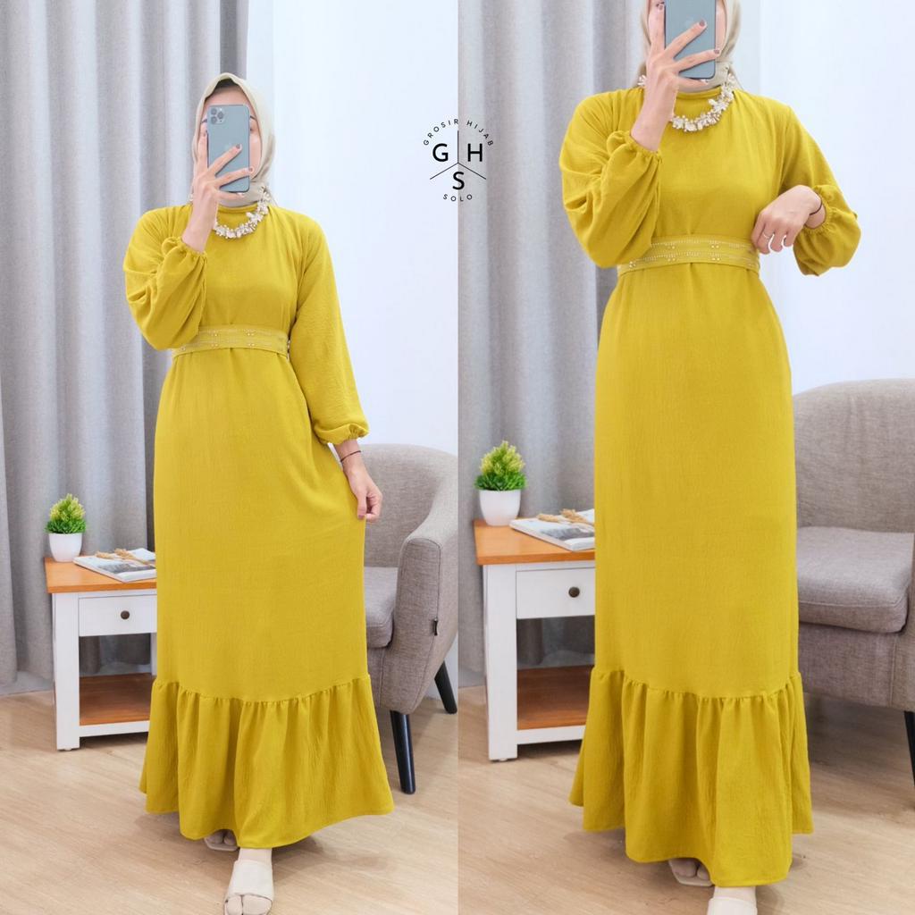 LALITA GAMIS MAXI LEBARAN DRESS DUYUNG ATASAN WANITA CRINCLE AIRFLOW PREMIUM (AMD)