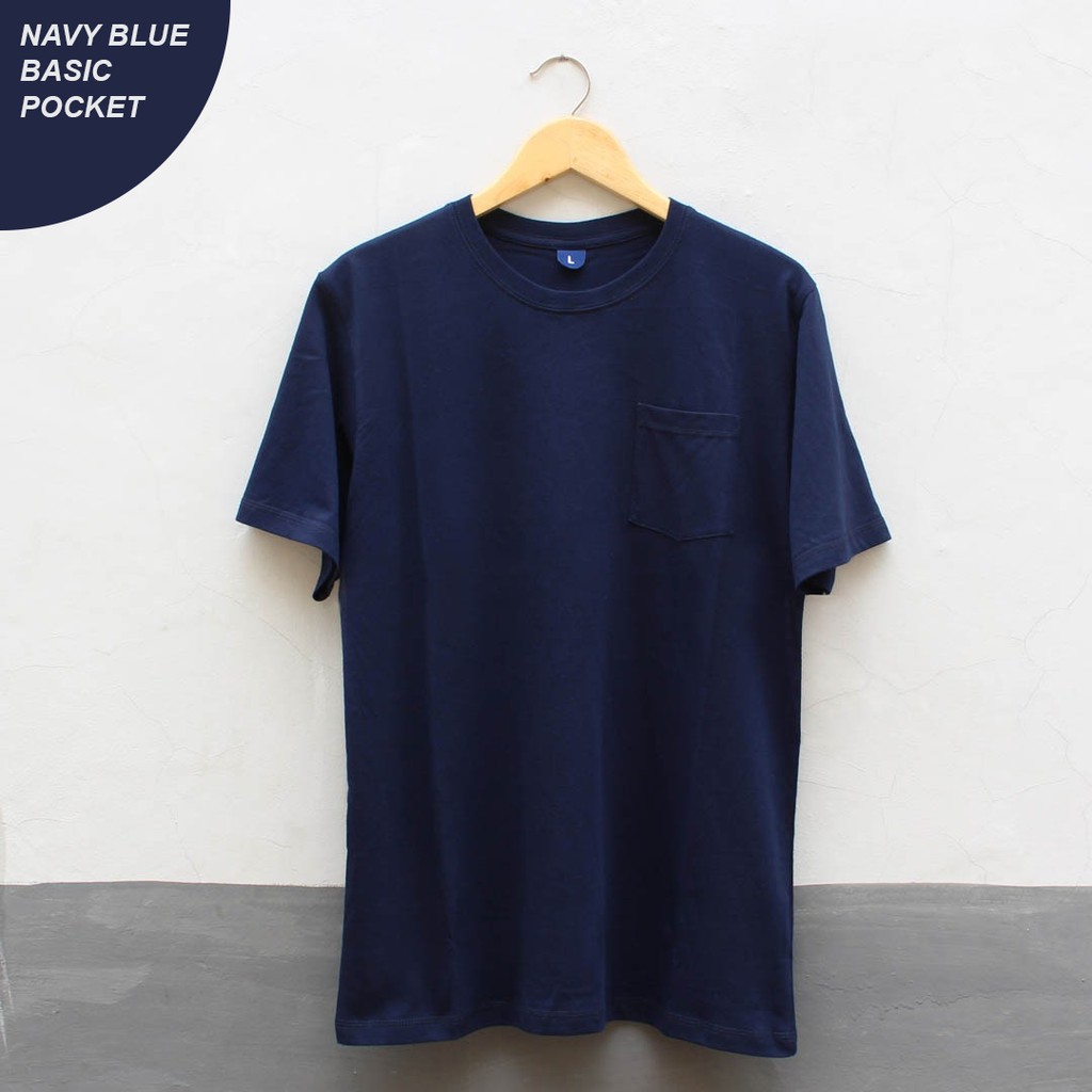 Download Kaos Polos Seri Pocket Warna Navy Blue Cotton Combed 30s | Basic T-shirt Pocket Pria & Wanita ...