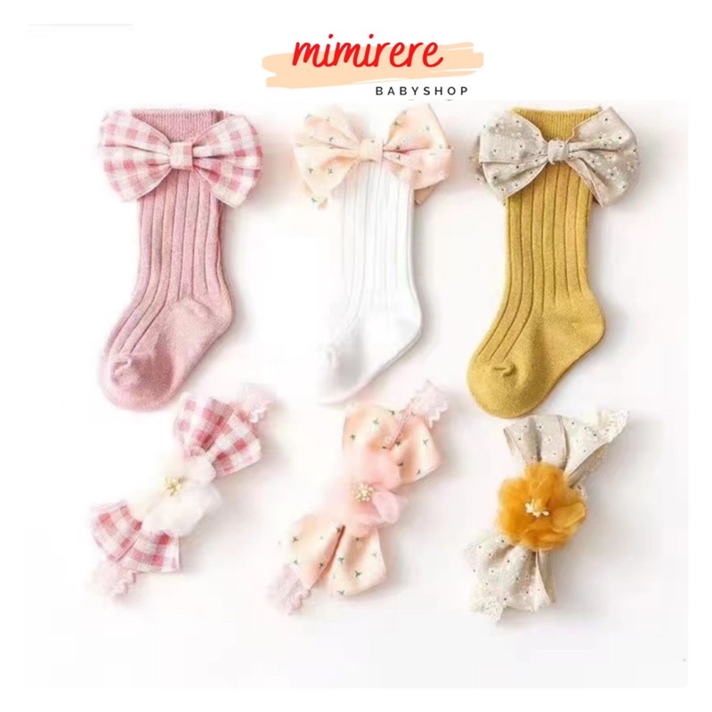 Headband and Sock set baby headband bandana bayi headband pita baby sock kaos kaki bayi