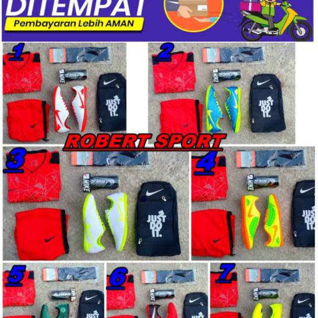 Harga promo dan OBRAL Paket komplit 5 sepatu futsal nike