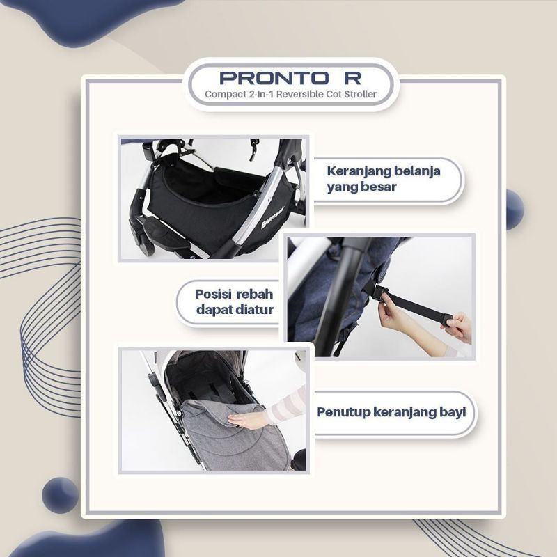 Stroller Kereta Dorong Bayi Hadap Ibu Reversible Babydoes CH TR 2222 Pronto R