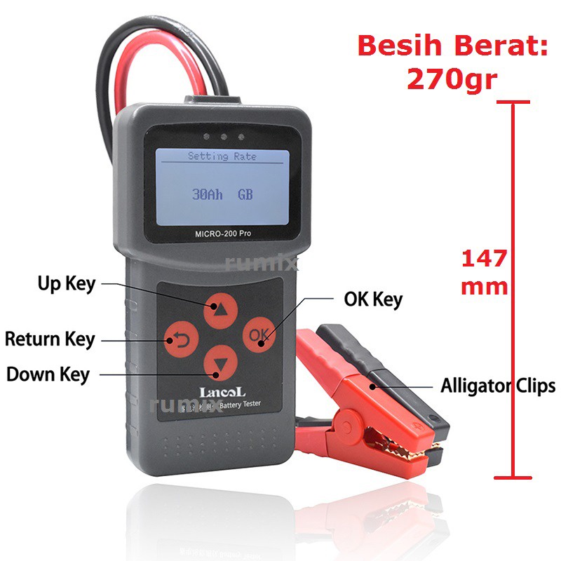 Alat Test Aki Digital Battery Tester Lancol Micro-200 Pro Motor Mobil Truk Cek Baterai Analyzer Capit Clamp