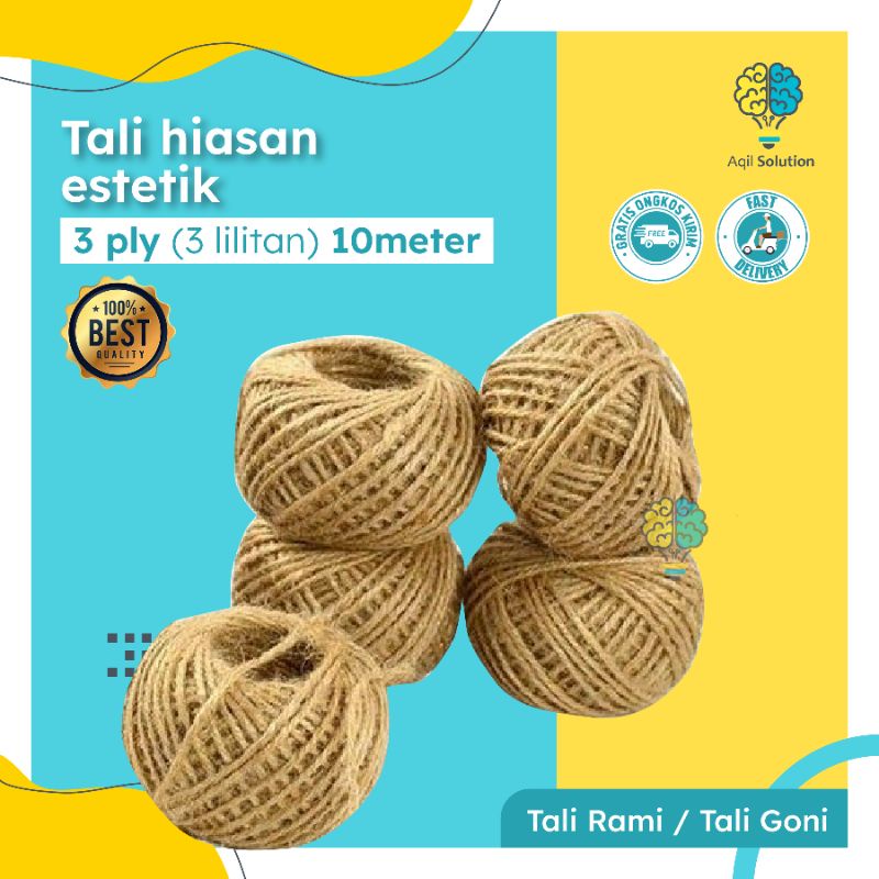 TALI RAMI/ TALI GONI 3 ply (3 lilitan) 50meter / RUSTIC VINTAGE, KERAJINAN HANDMADE