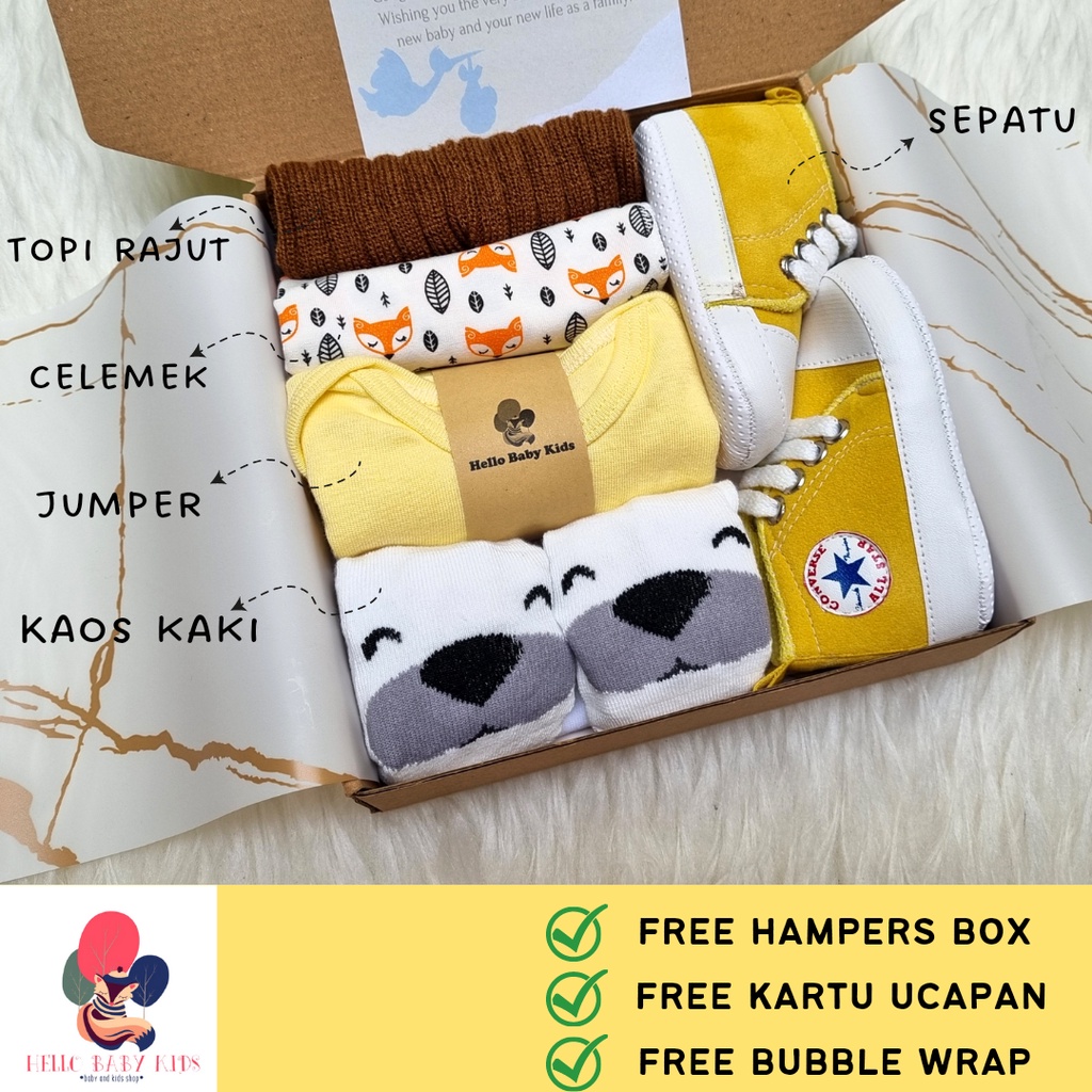 Hello Baby Kids Hampers Bayi / Newborn Baby Gift Set / Kado Lahiran Bayi Laki-laki Perempuan Hampers Baby