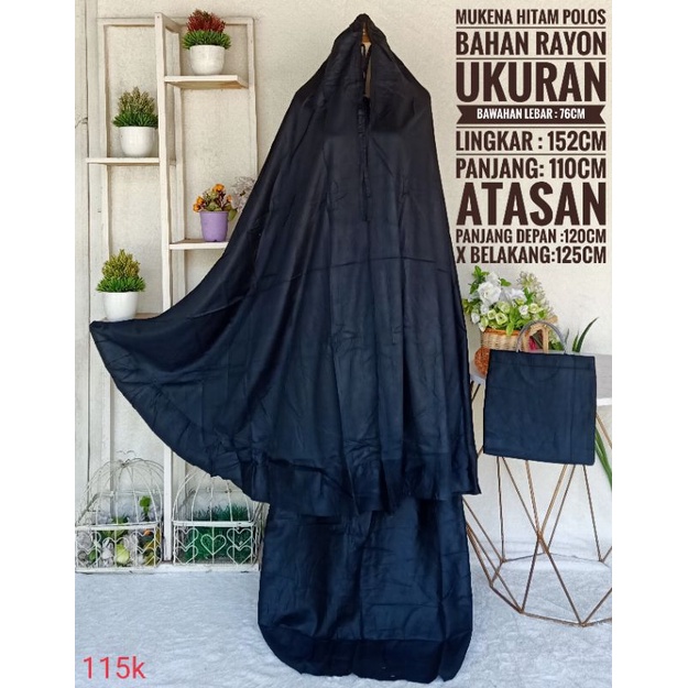 mukena hitam polos