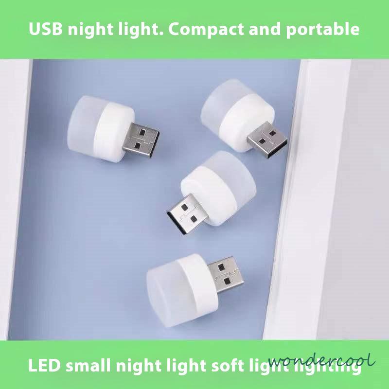 USB Plug Lamp Komputer Ponsel Lampu Pengisian Daya LED Pelindung Mata Lampu Baca Lampu Malam Bulat Kecil-Won