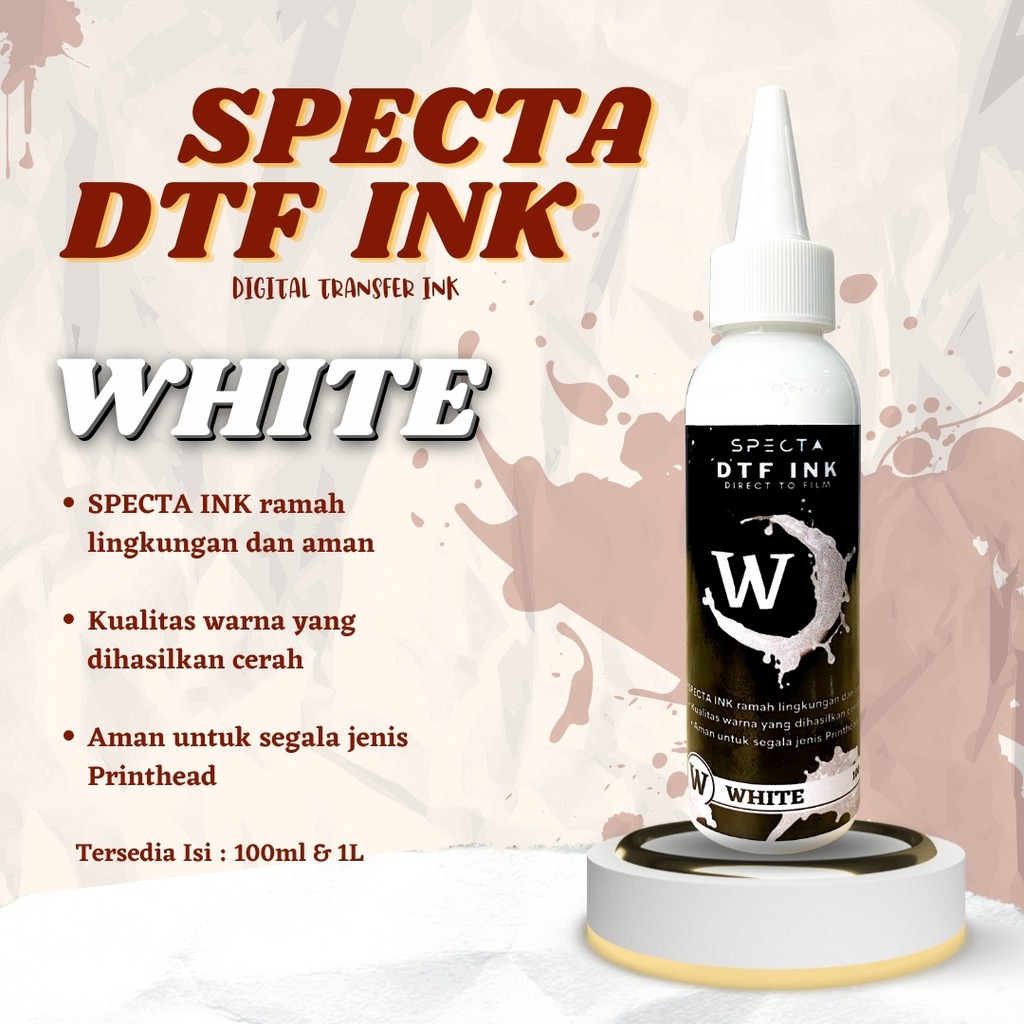 SPECTAFLEX TINTA DTF TRANSFER POWDER 100 Ml TINTA TEXTILE DTF WHITE