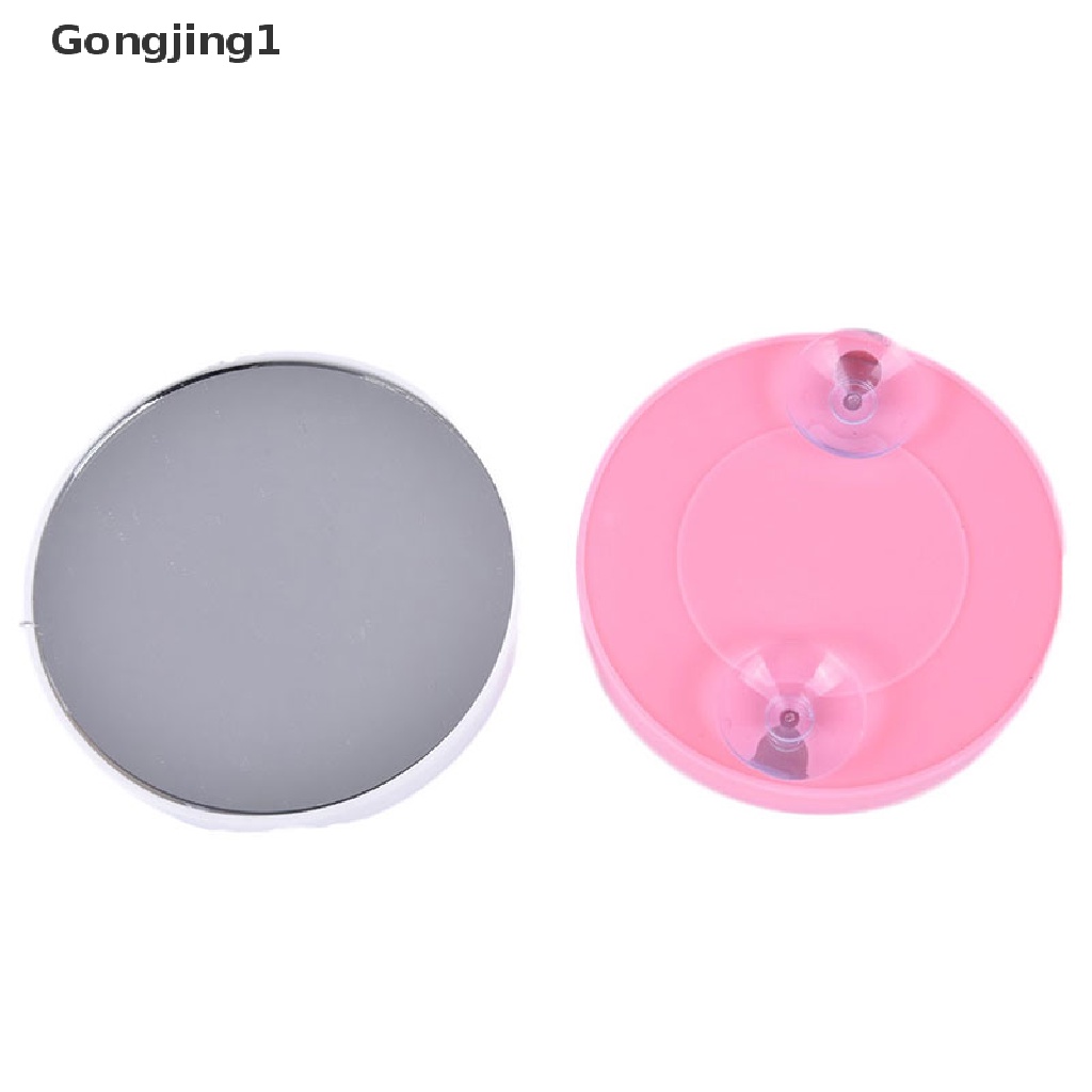 Gongjing1 Cermin Makeup Bulat Portable 5X 10X Pembesaran Dengan Dua Suction Cup