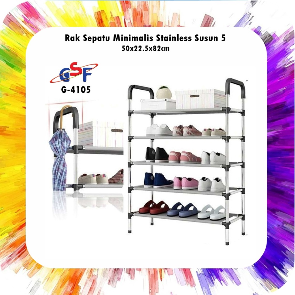 Rak Sepatu Minimalis Stainless Susun 5 GSF G-4105