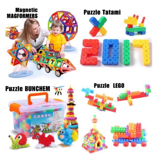 Mainan Edukasi Anak Puzzle MAGFORMER STICK LEGO PELURU TATAMI BUNCHEM BOMBIK PASANG SUSUN HOBBY