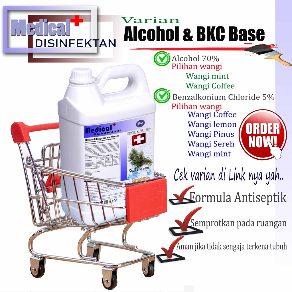 disinfectant 5 liter alkohol dan non alkohol base Medical siap pakai tanpa harus pakai air lagi wangi segar bisa dipilih sudah ada izin edar resmi by Oke sabun suplayer