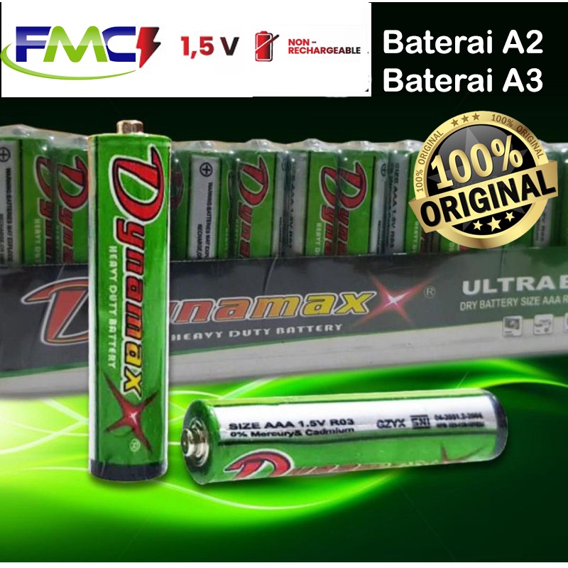 Baterai AAA A3 dan Batre AA A2 Dynamax Bateray Mainan Baterry Remote TV Remot AC Battery Serbaguna