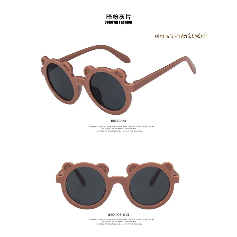 (YUZHU) COD Kacamata Hitam Anak Korea Gaya Kaca Mata Bulat Beruang Cewek Sunglasses