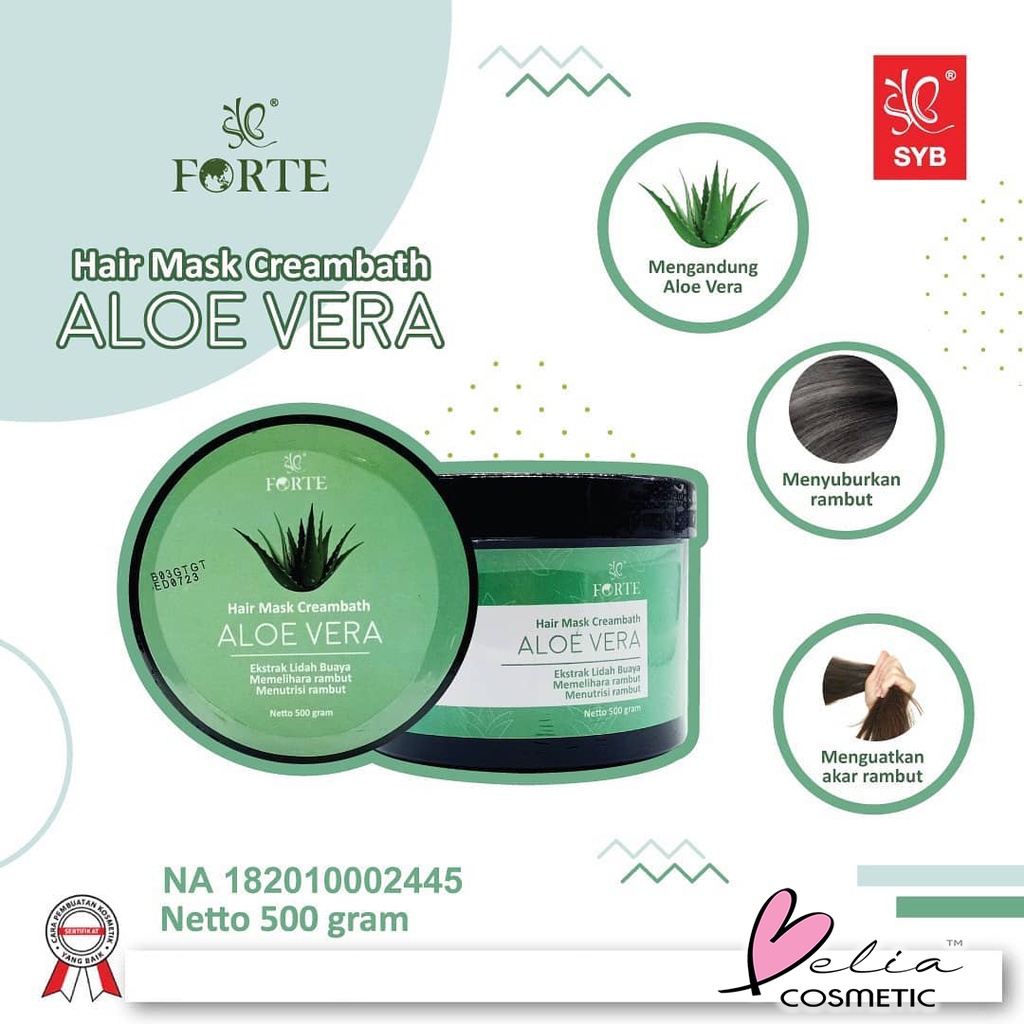 ❤ BELIA ❤ SYB Forte Hair Mask Creambath 500g | Makser Rambut | Aloe Vera | Kemiri | Ginseng | Hairmask BPOM