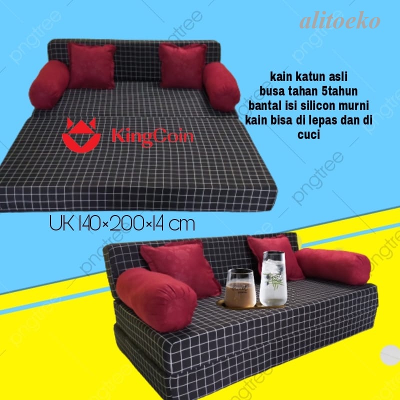 Sofa Bed Kasur Lipat Tebal Busa 14 Ukuran 140x200
