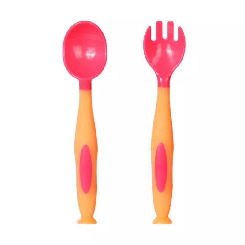 LZ.D43 set sendok+garpu makan bayi bisa tekuk-tekuk. sendok unik bayi. baby spoon