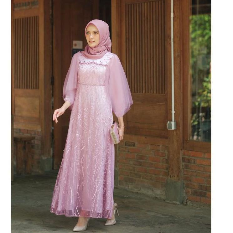 ((TERLARIS)) TERMURAH LUNA DRESS BROKAT KOMBINASI / FASHION MUSLIM WANITA / GAMIS BROKAT TERBARU