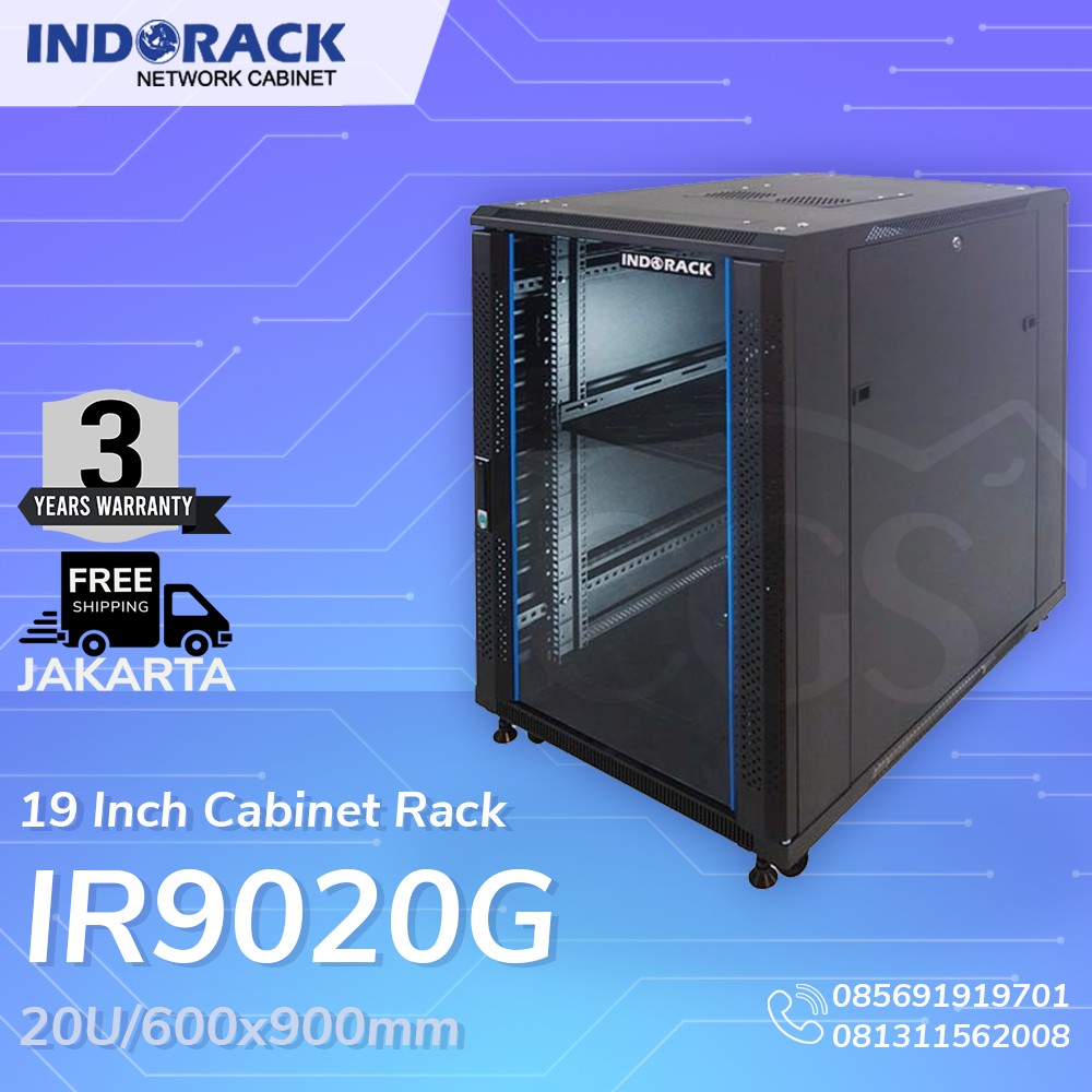 IR9020G - 20U Close Rack Depth 900mm Glass Door 19&quot; - INDORACK