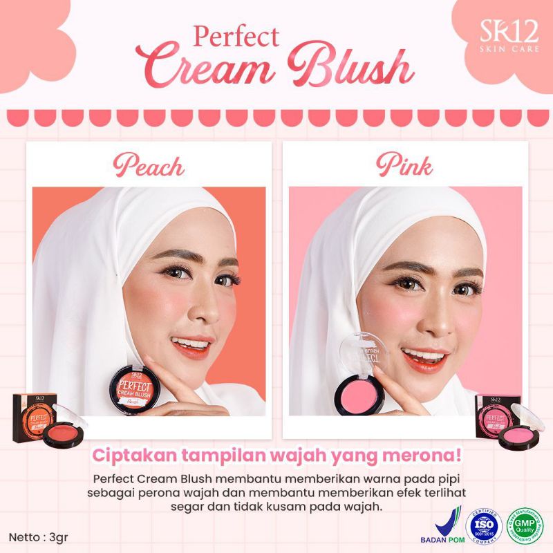 Perfect Cream Blush Peach Pink SR12 Blus On Krim 3 gr