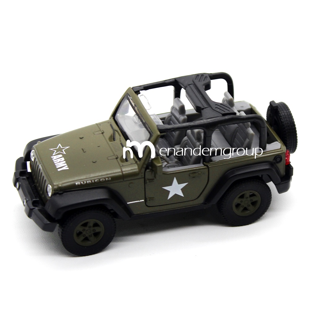 Diecast Miniatur Mainan Mobil Militer Jeep Rubicon Militer Metal