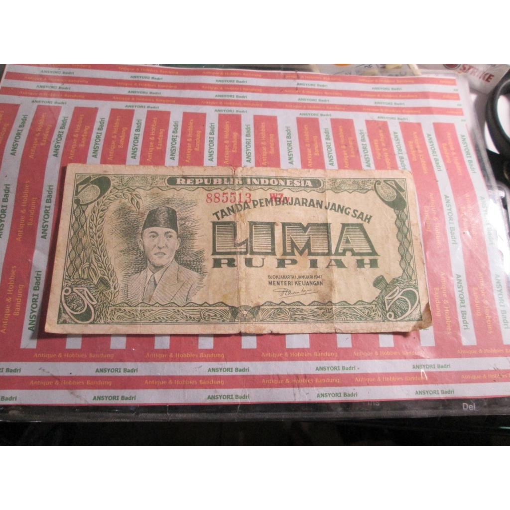 uang rp 5 soekarno ori 2 djogjakarta 1 januari 1947 iklan L845