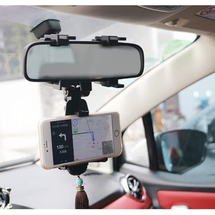 O0542 Phone Holder HP Kaca SPION Tengah Mobil Universal Jepit