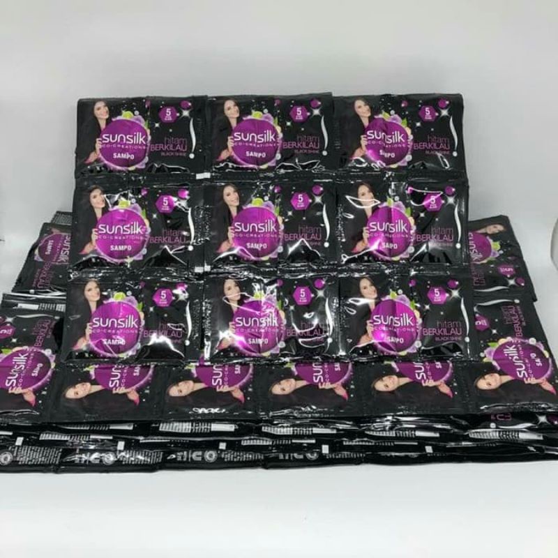 Sampo Sunslik Black shine Hitam Renceng Isi 12 sachet | sampo sanslik