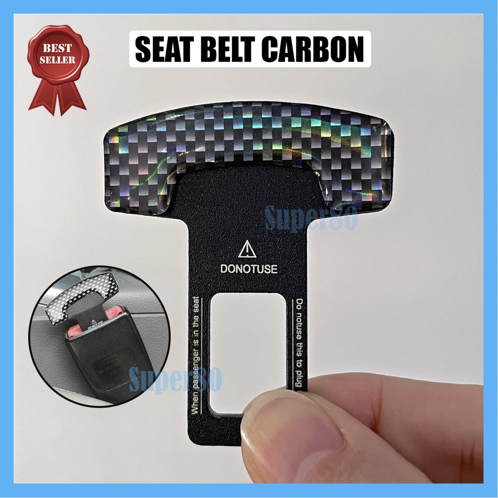 Colokan Seat Belt Logam Carbon / Polos Buckle SeatBelt Safety Warning Alarm Buzzer Stopper