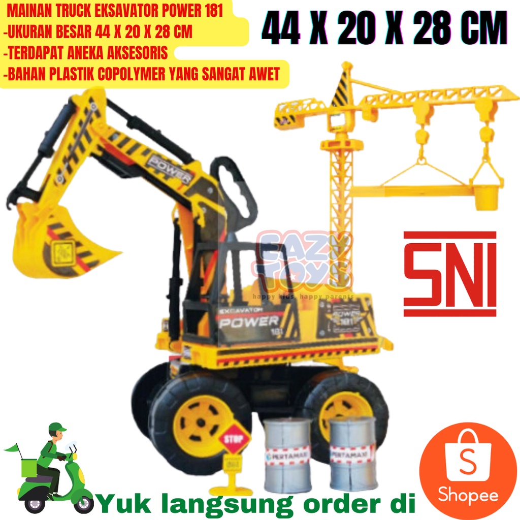 Mainan Mobil Mobilan Truk Konstruksi Excavator Crane Power 181